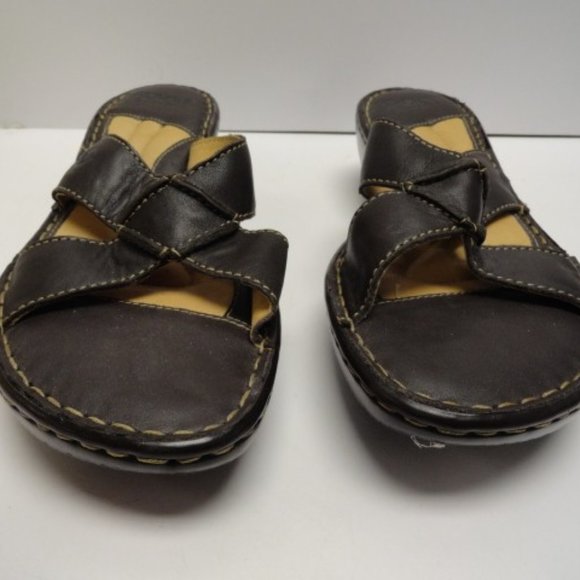 Born Women's Brown Wedge Slip On Sandals - Picture 3 of 11